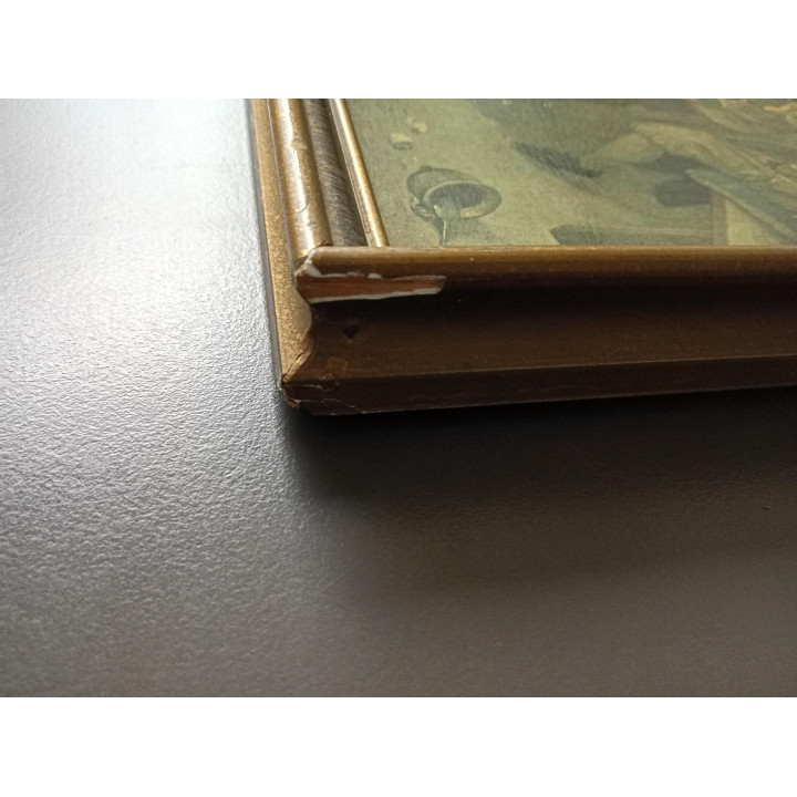 Ingelijste print klassiek tafereel gezelschap aan tafel