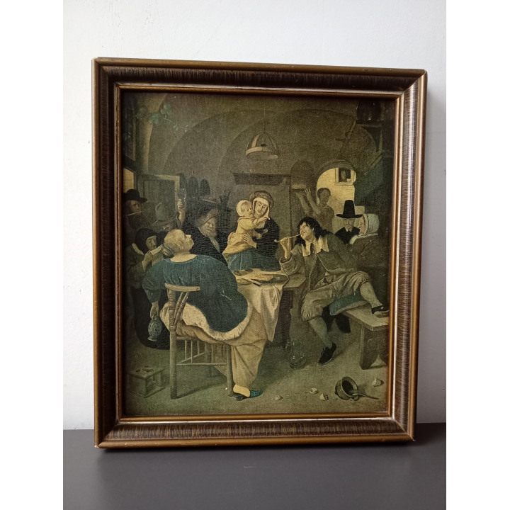 Ingelijste print klassiek tafereel gezelschap aan tafel