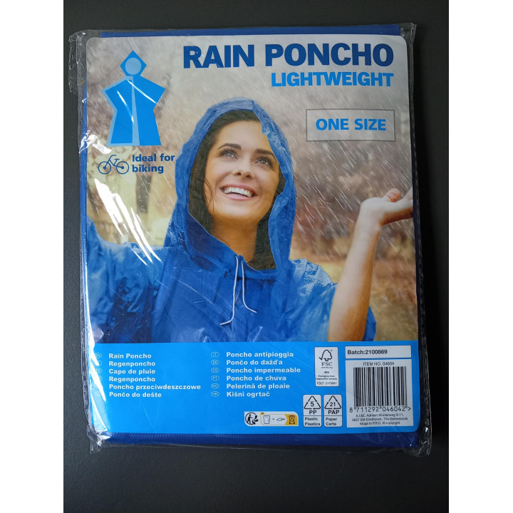 Blauwe Regenponcho Lichtgewicht One Size