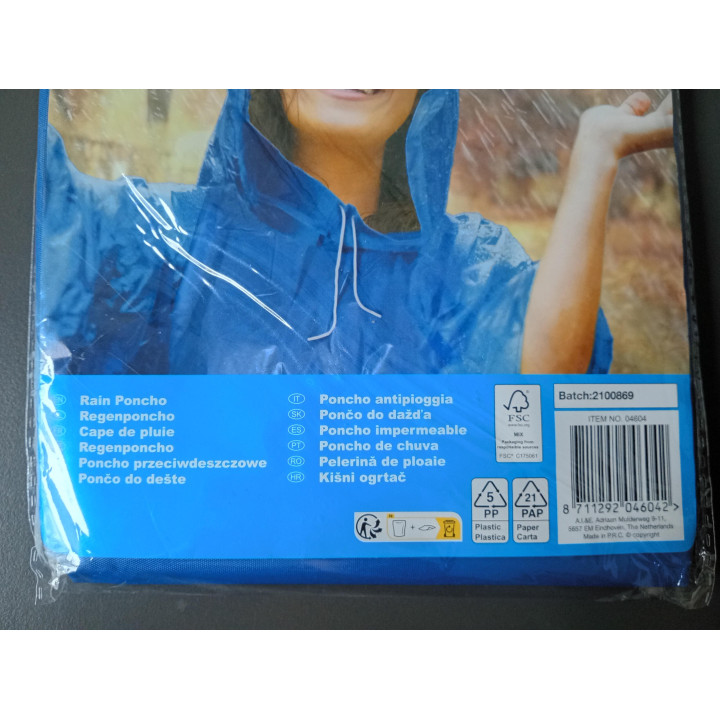 Blauwe Regenponcho Lichtgewicht One Size