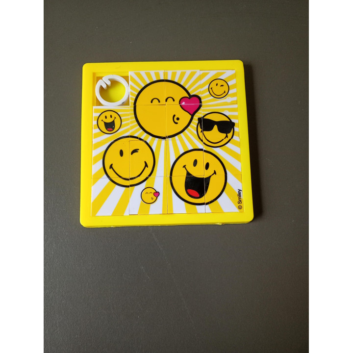 Smiley schuifpuzzel geel 8 x 8 cm