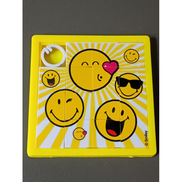 Smiley schuifpuzzel geel 8 x 8 cm