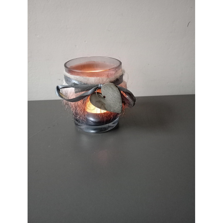 Glazen waxinelichthouder hartje bont decoratie