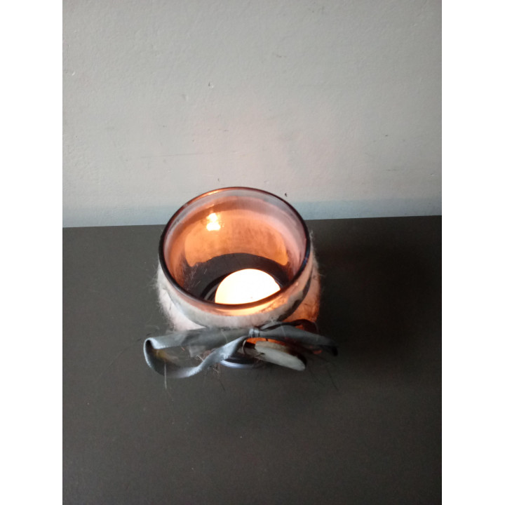 Glazen waxinelichthouder hartje bont decoratie