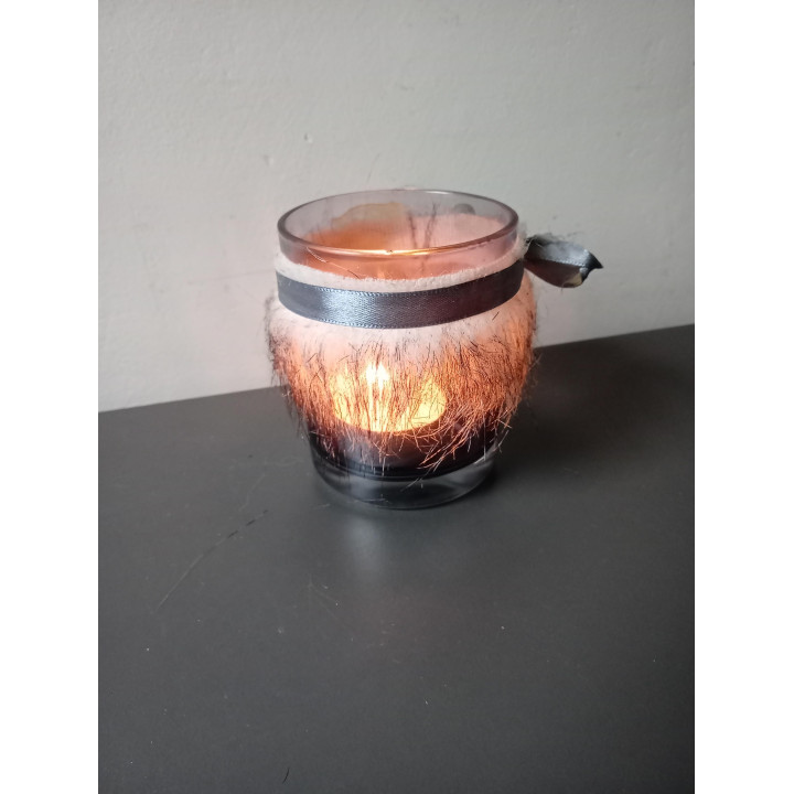 Glazen waxinelichthouder hartje bont decoratie