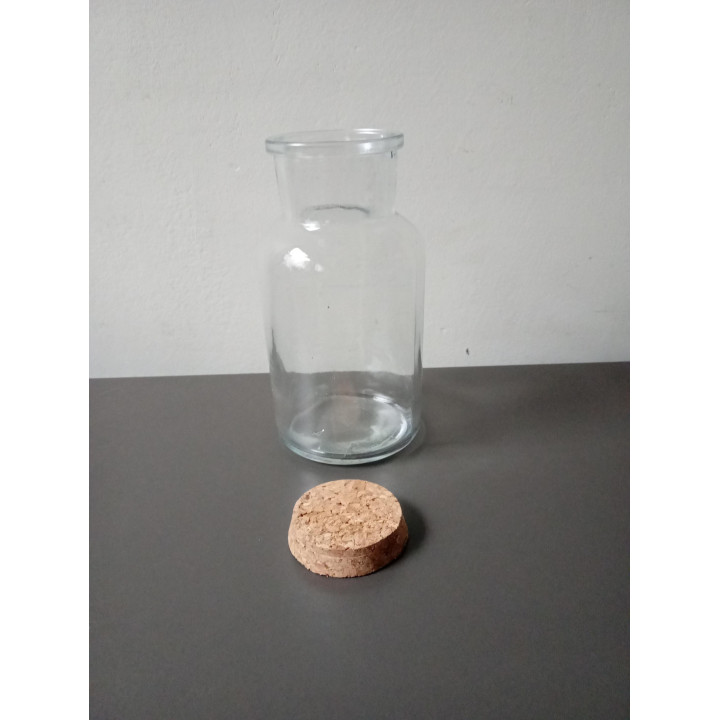 Glazen voorraadpotje met kurken dop decoratie