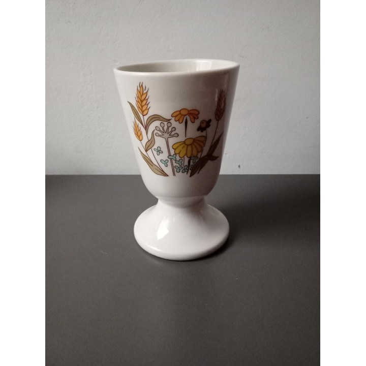 Vintage Grès vaasje op voet | bloemenprint | Angelique’s Kringloop