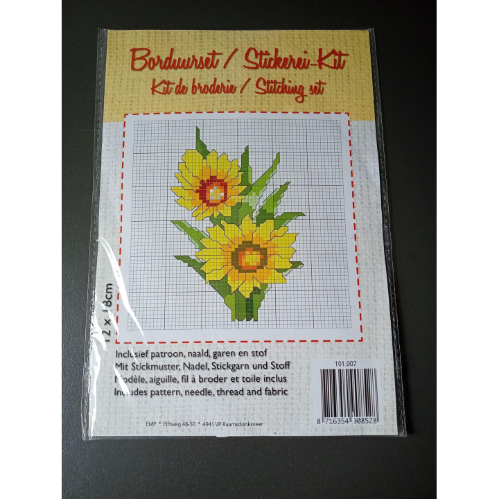 Borduurset zonnebloemen 12 x 18 cm | Angelique’s Kringloop