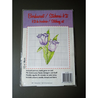 Borduurset paarse tulpen 12 x 18 cm | Angelique’s Kringloop