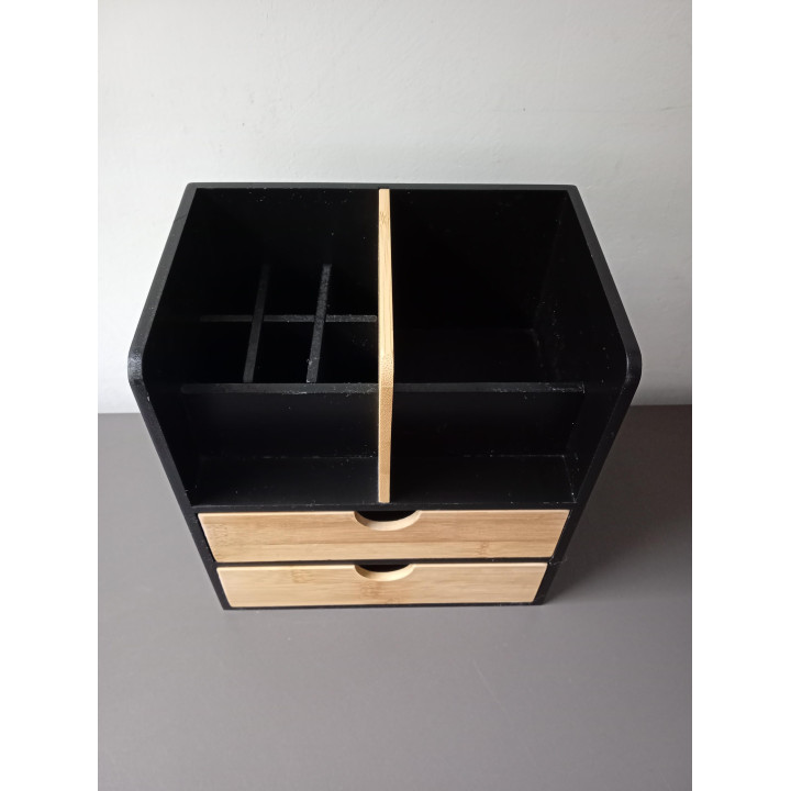 Bureau organizer zwart en bamboe | Angelique’s Kringloop