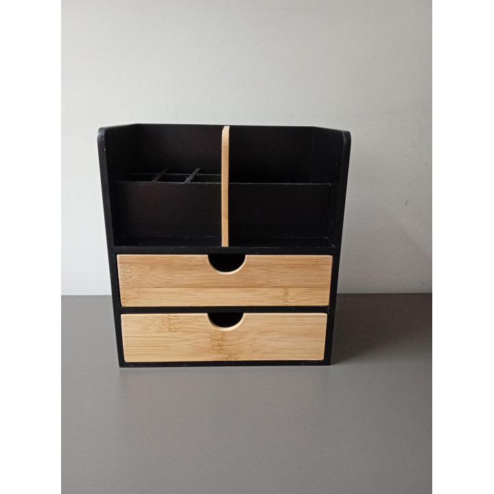 Bureau organizer zwart en bamboe | Angelique’s Kringloop