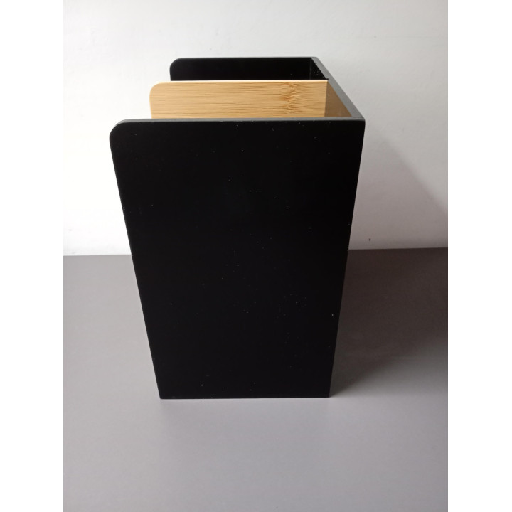Bureau organizer zwart en bamboe | Angelique’s Kringloop