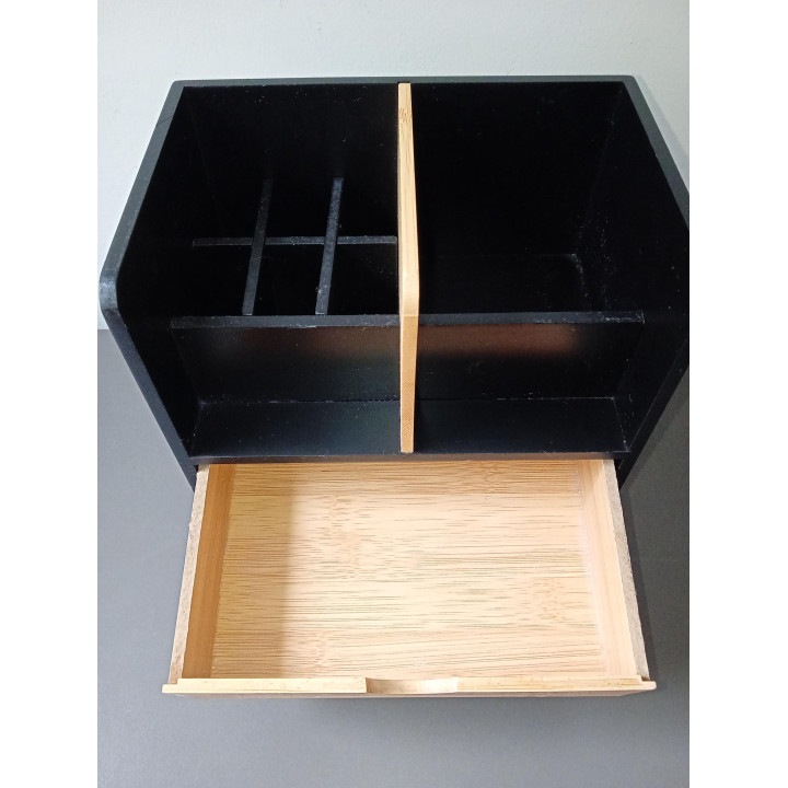 Bureau organizer zwart en bamboe | Angelique’s Kringloop