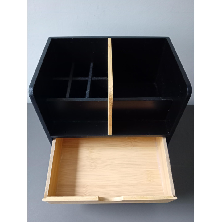 Bureau organizer zwart en bamboe | Angelique’s Kringloop