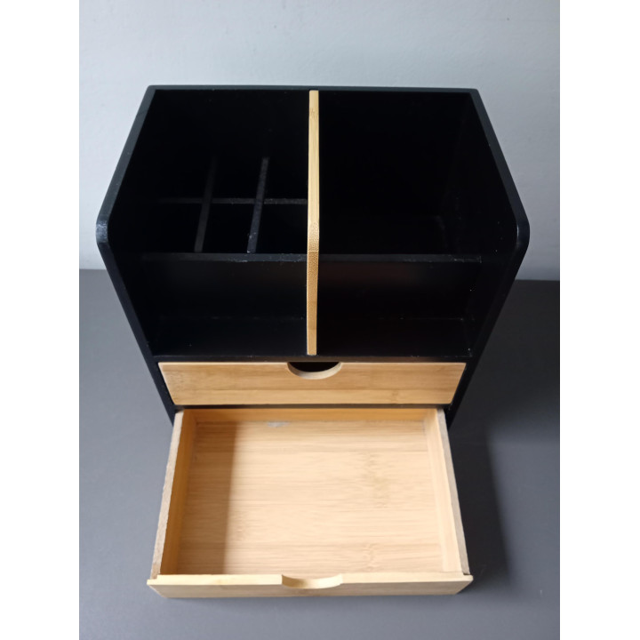 Bureau organizer zwart en bamboe | Angelique’s Kringloop