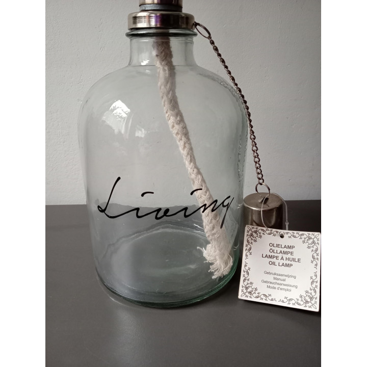Glazen olielamp Living | Angelique’s Kringloop