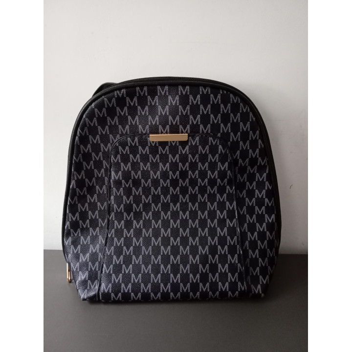 Zwarte rugtas met print | Angelique’s Kringloop