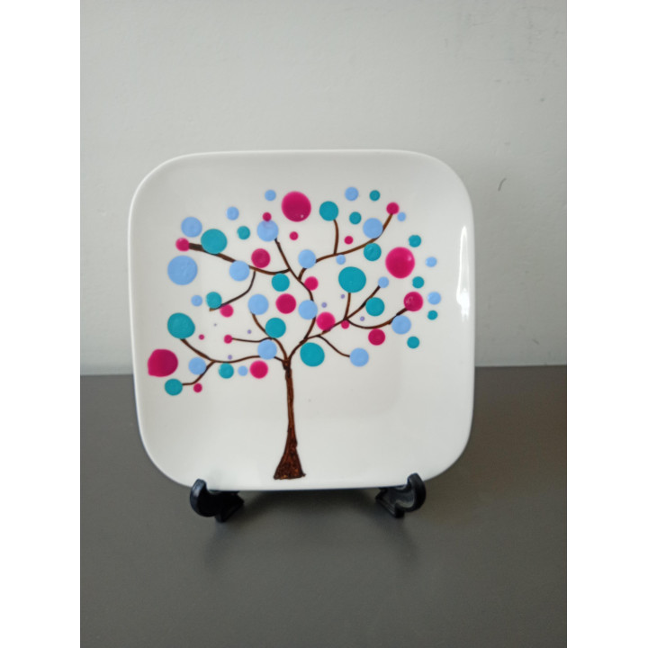 Vierkant decoratiebord boom design | Angelique’s Kringloop