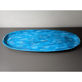 Handbeschilderde Decoratieve Schaal Blauw Ovaal