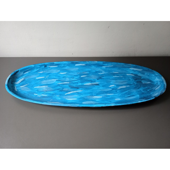 Handbeschilderde Decoratieve Schaal Blauw Ovaal