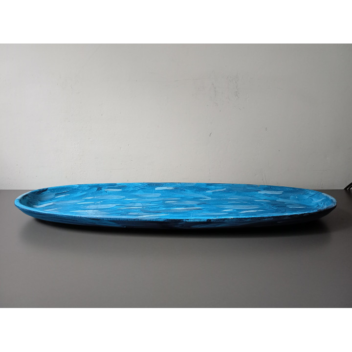 Handbeschilderde Decoratieve Schaal Blauw Ovaal