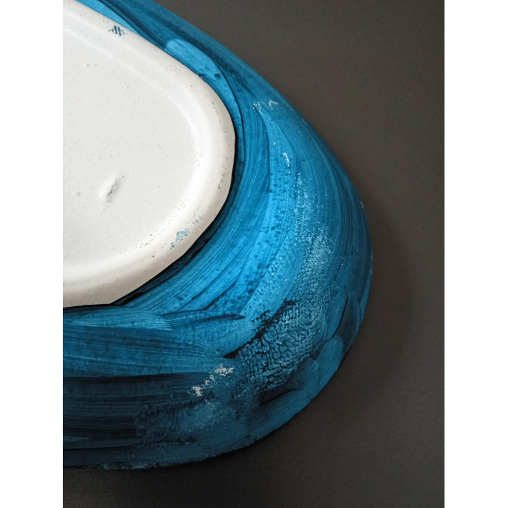 Handbeschilderde Decoratieve Schaal Blauw Ovaal
