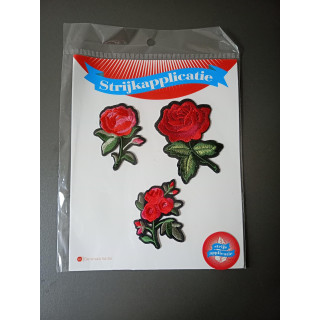 Strijkapplicaties Rode Rozen | Set van 3
