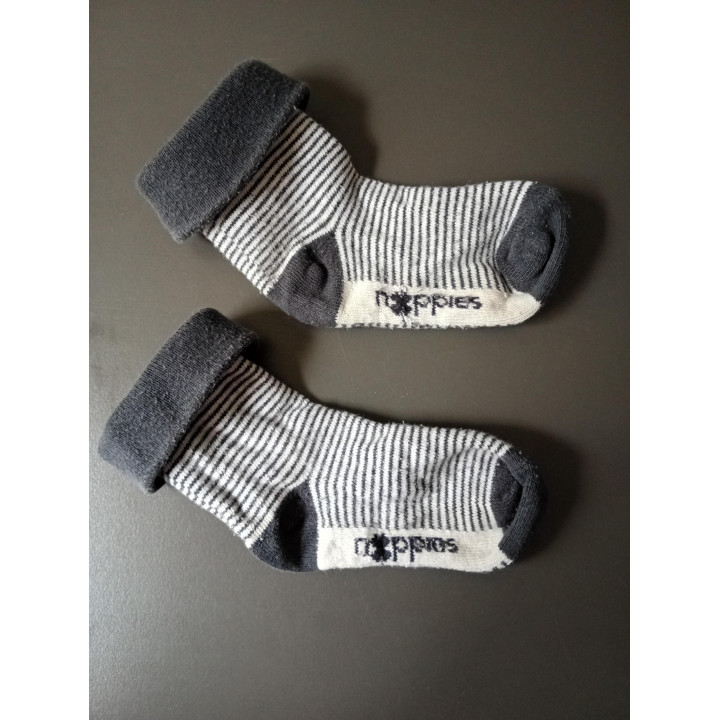 Noppies Babysokjes Grijs Wit Gestreept 10 cm