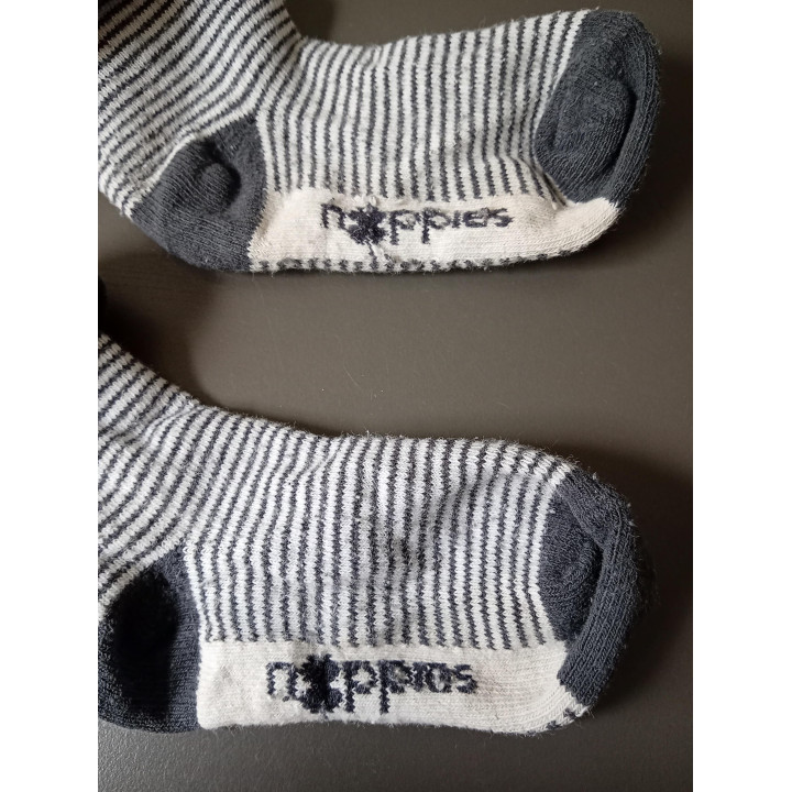 Noppies Babysokjes Grijs Wit Gestreept 10 cm