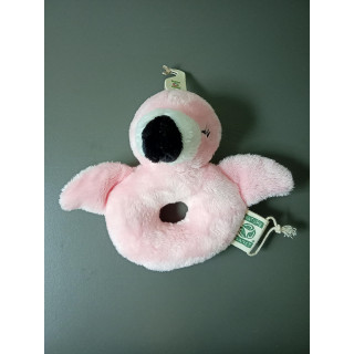 Nature Planet flamingo babyrammelaar knuffel roze 14 cm