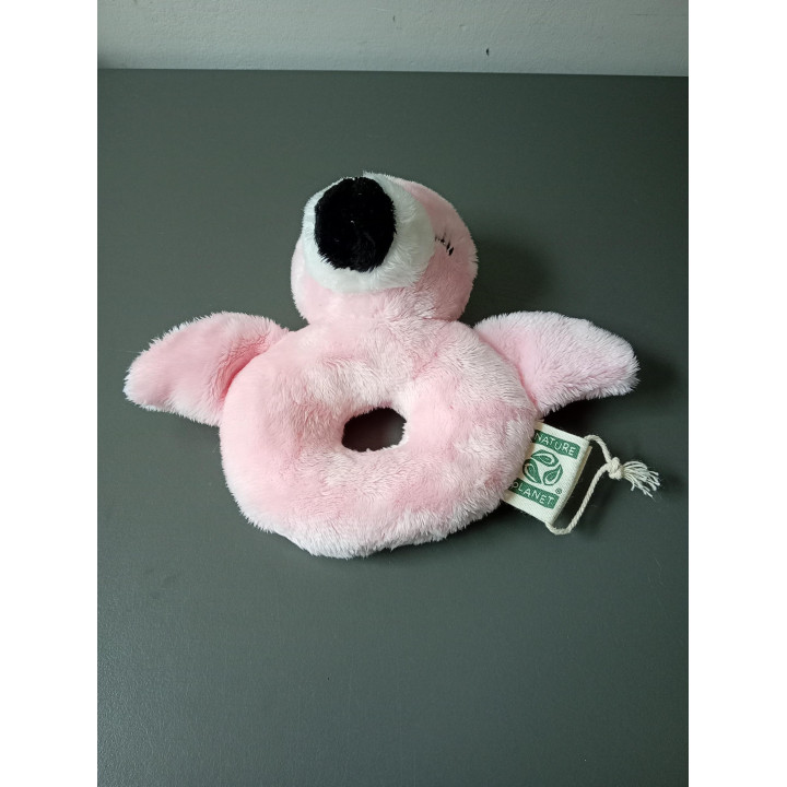 Nature Planet flamingo babyrammelaar knuffel roze 14 cm