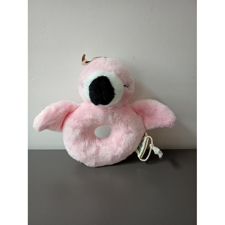 Nature Planet flamingo babyrammelaar knuffel roze 14 cm