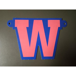 Kartonnen Letter W voor Slinger Rood Blauw