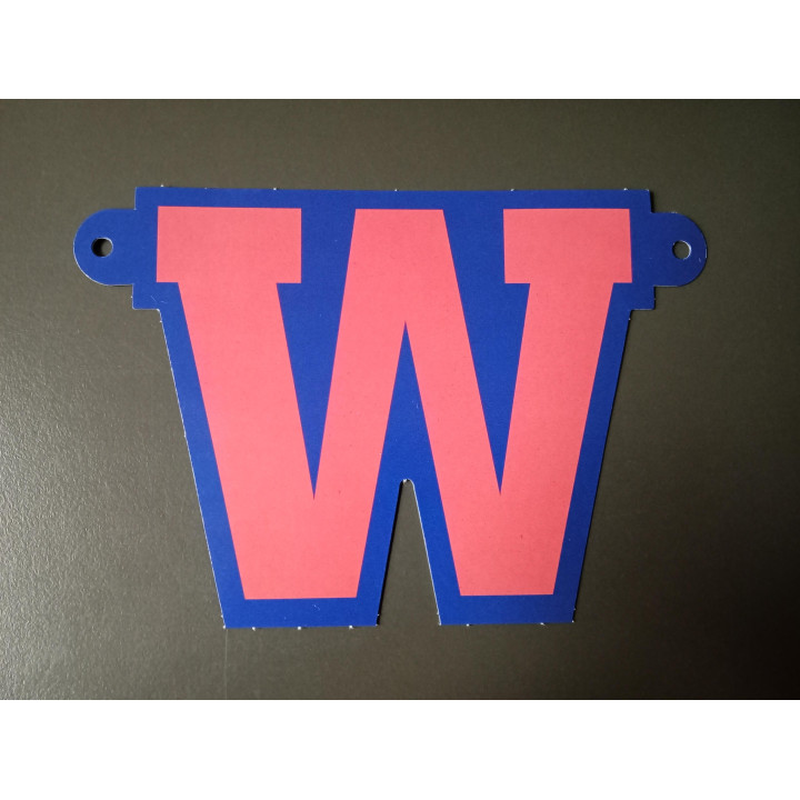 Kartonnen Letter W voor Slinger Rood Blauw