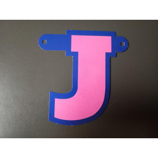 Kartonnen Letter J voor Slinger Blauw Roze