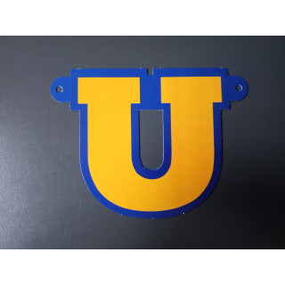 Kartonnen Letter U voor Slinger Blauw Oranje