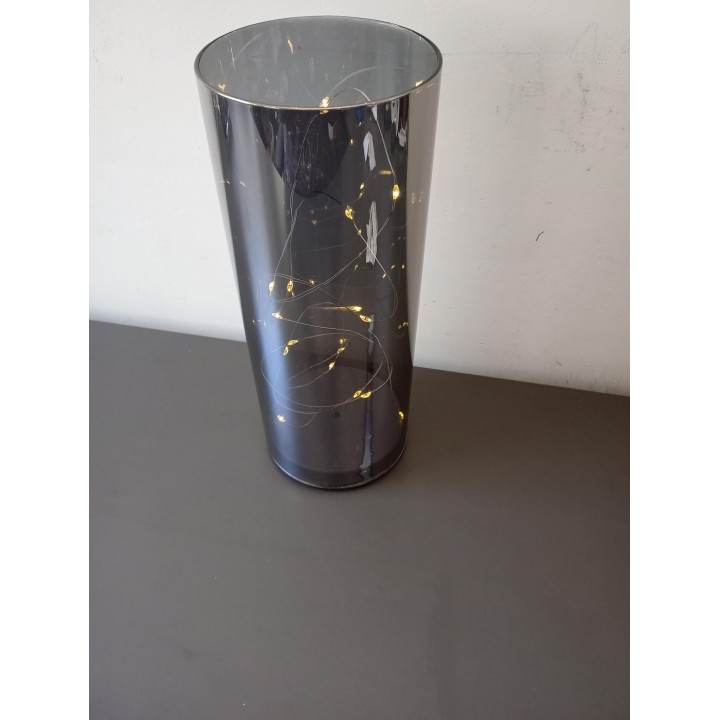 LED Sfeerlamp Vaas Rookglas met Warm Witte Lichtjes