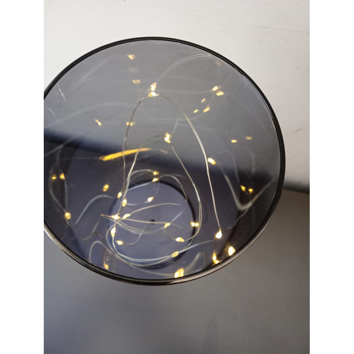 LED Sfeerlamp Vaas Rookglas met Warm Witte Lichtjes