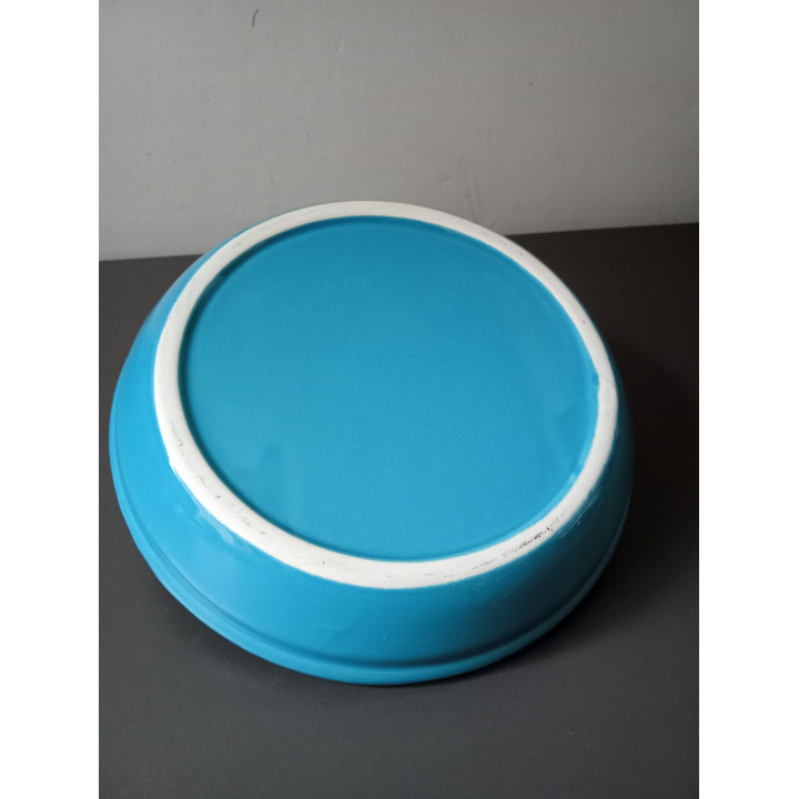 Turquoise Keramische Schaal met Twee Vaasjes