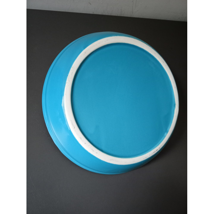 Turquoise Keramische Schaal met Twee Vaasjes