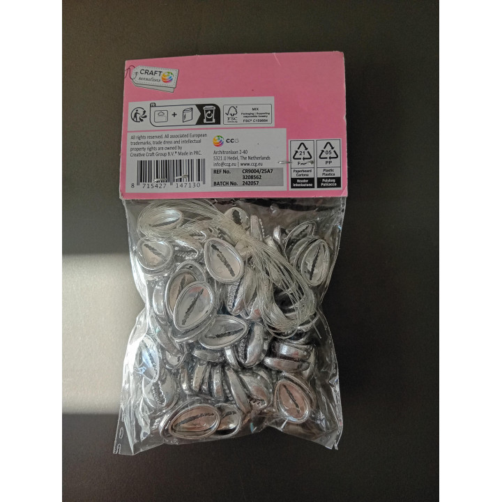 Zilverkleurige Schelpkralen Hobbyset 30 Gram