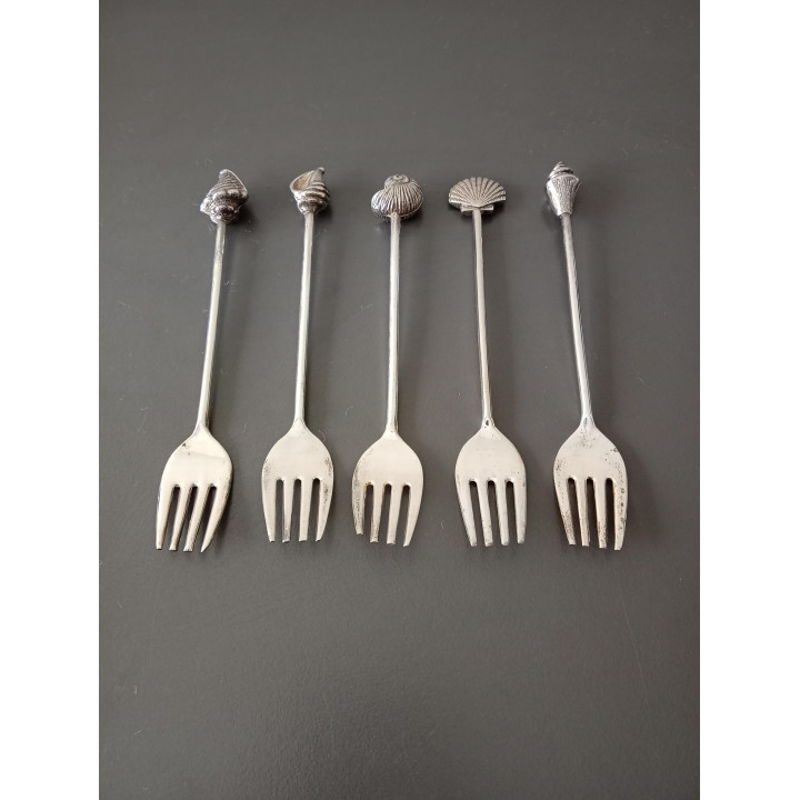 Set van 5 Hapjesvorkjes met Schelpmotief