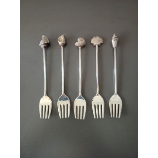 Set van 5 Hapjesvorkjes met Schelpmotief