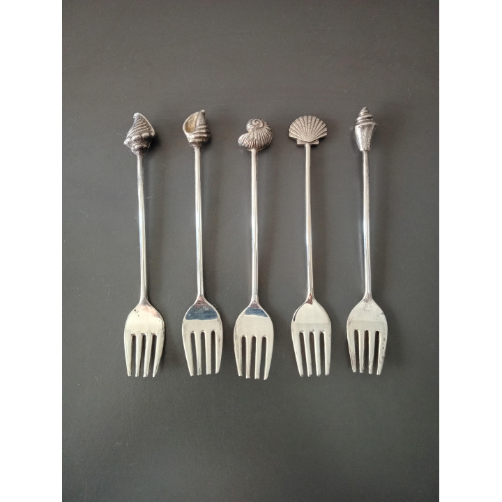 Set van 5 Hapjesvorkjes met Schelpmotief