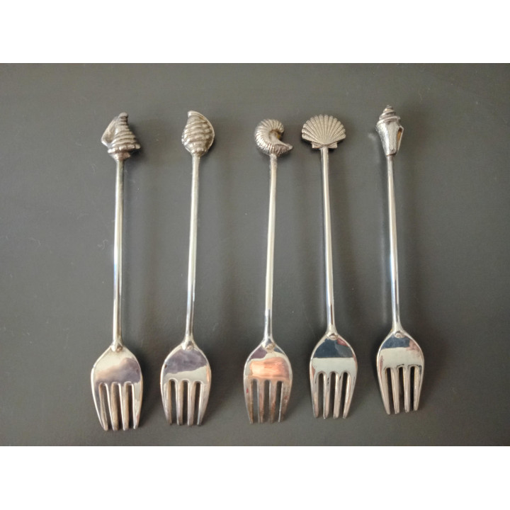 Set van 5 Hapjesvorkjes met Schelpmotief