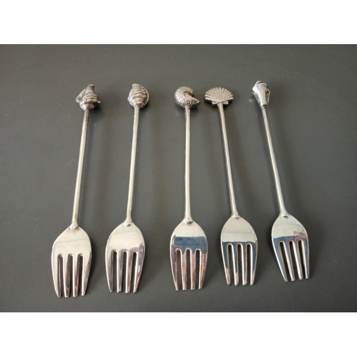 Set van 5 Hapjesvorkjes met Schelpmotief