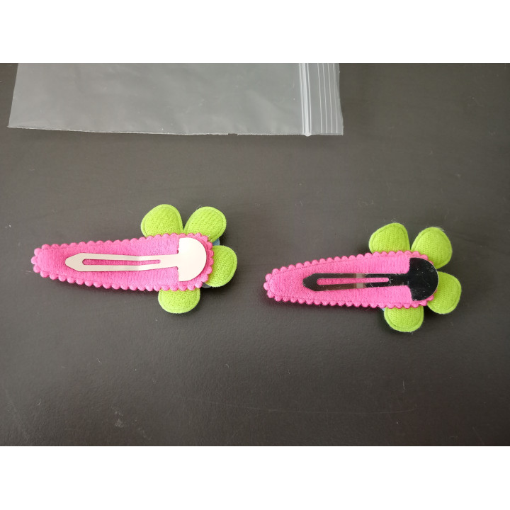 Set van 2 Haarspeldjes met Bloemen Roze Groen