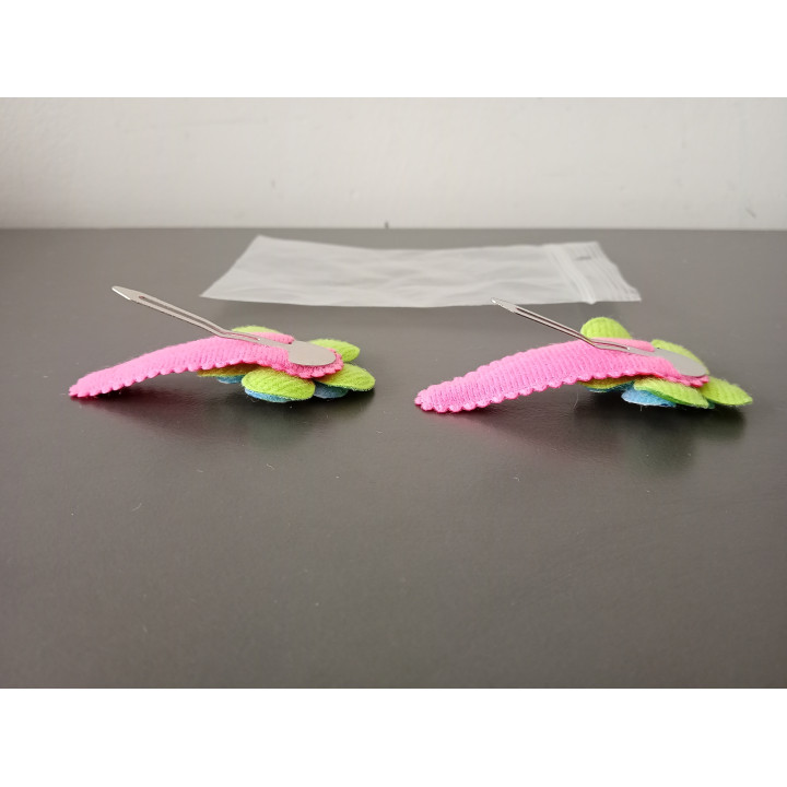 Set van 2 Haarspeldjes met Bloemen Roze Groen