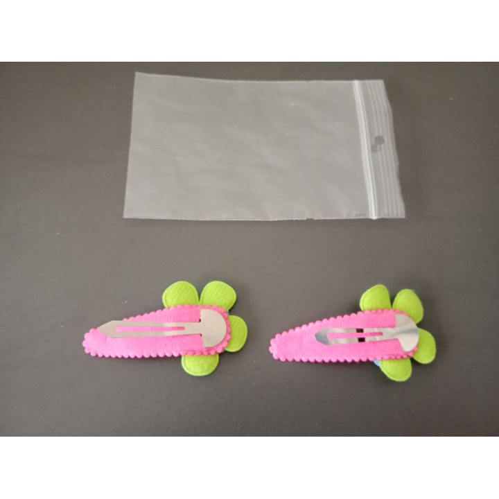 Set van 2 Haarspeldjes met Bloemen Roze Groen