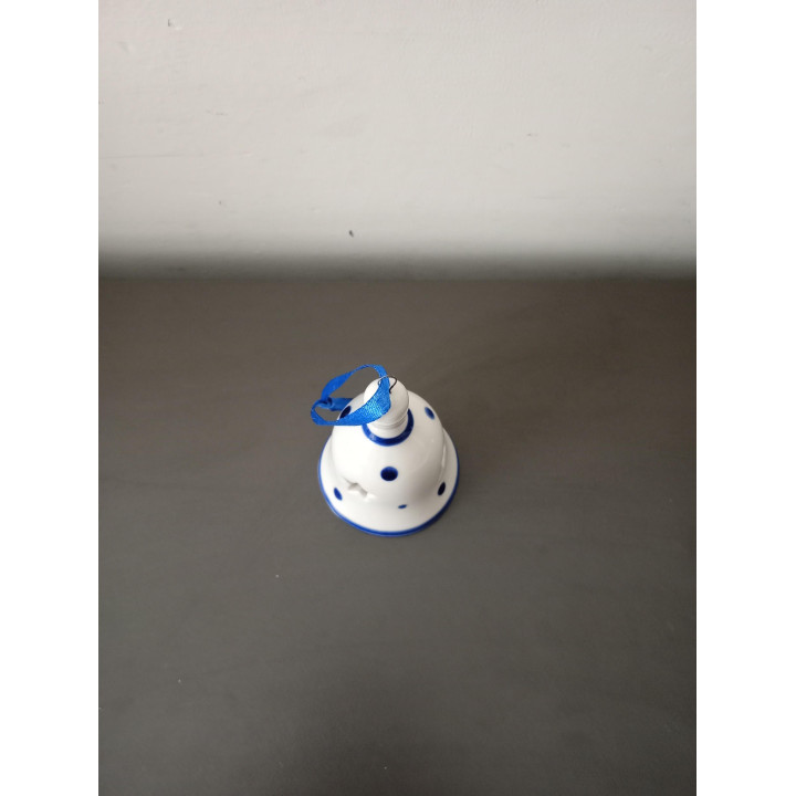 Keramieken Decoratieve Kerstbel Wit Blauw 7 cm